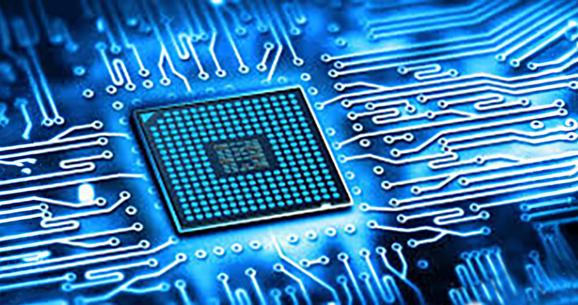 Semiconductor chip on a circuit board, illustrating Asia-Pacific technology and AI policy