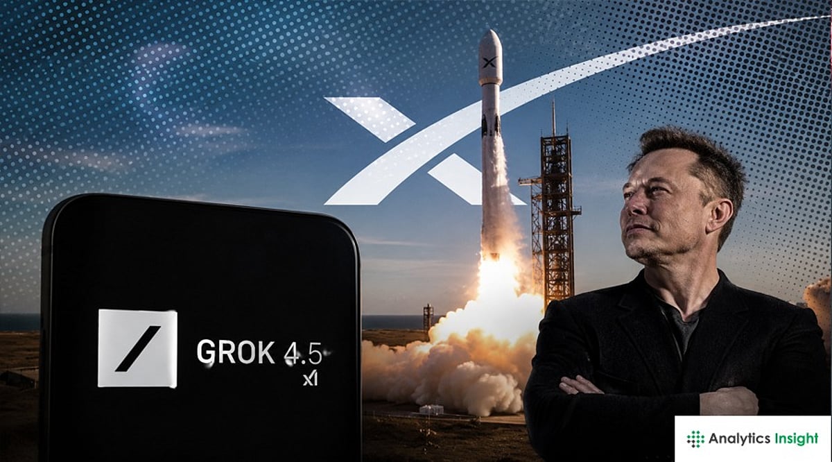 Grok 4.5 launch imagery amid the frontier model race