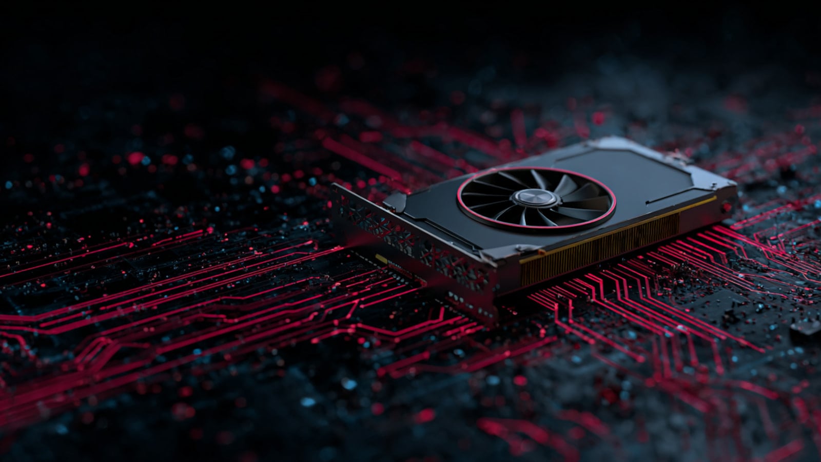 Close-up of a GPU graphics card