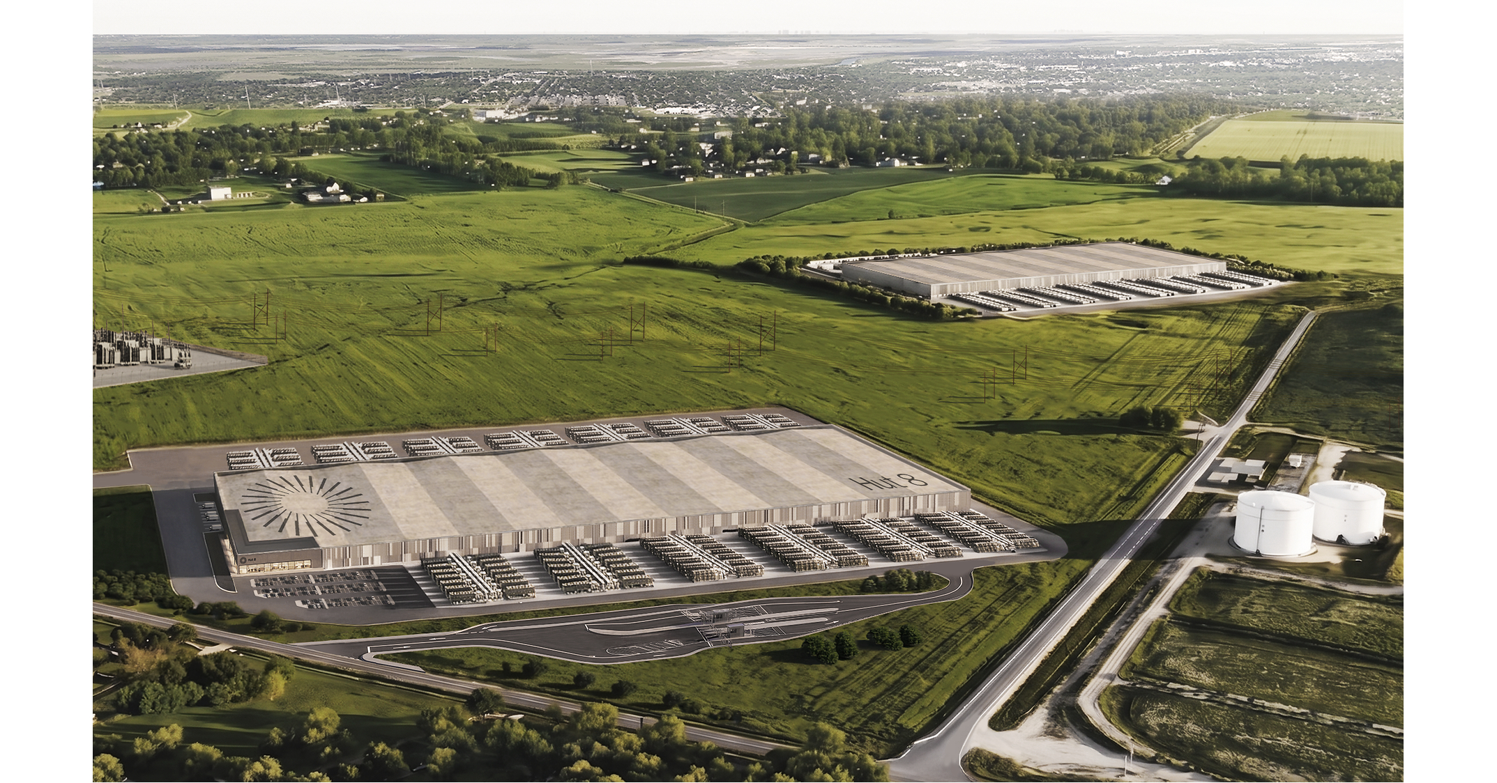 Rendering of Hut 8's Beacon Point AI data center campus in Texas