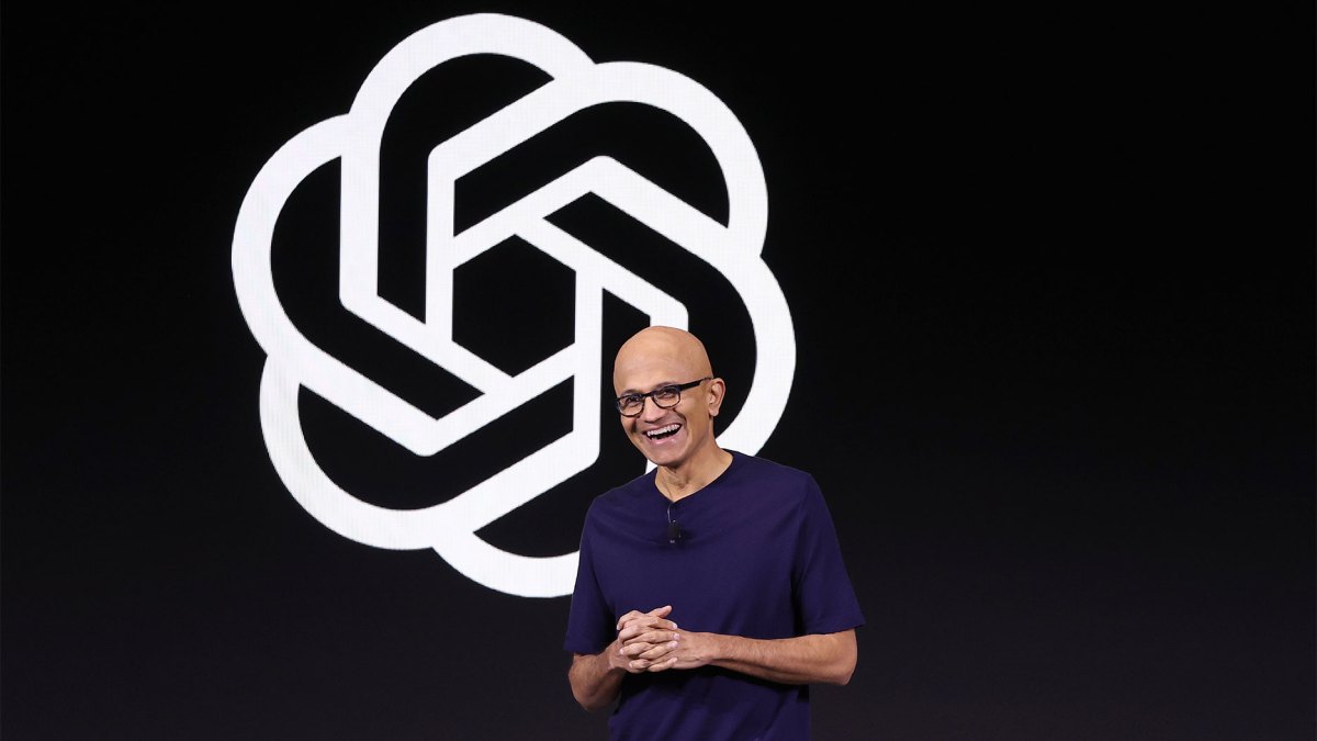 Microsoft CEO Satya Nadella speaking at a conference