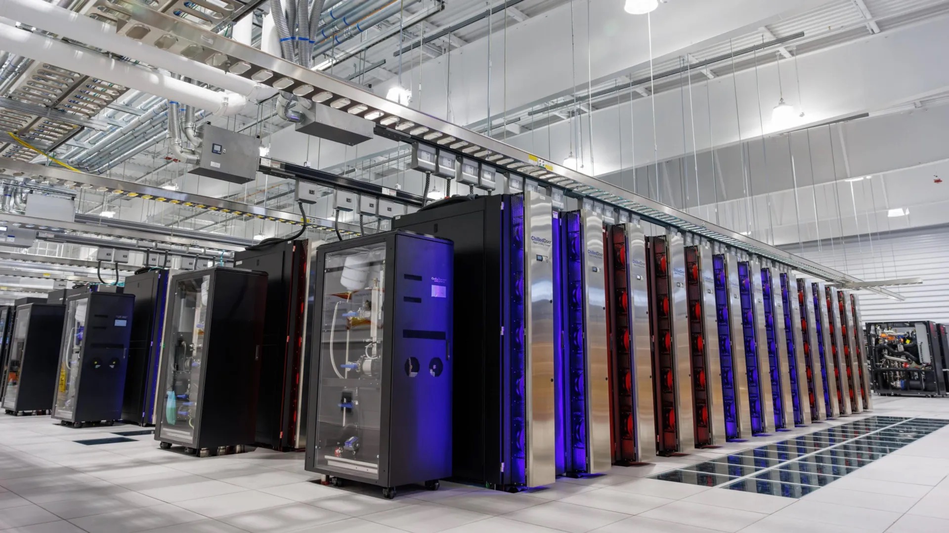 Server facility illustrating energy consumption in AI computing