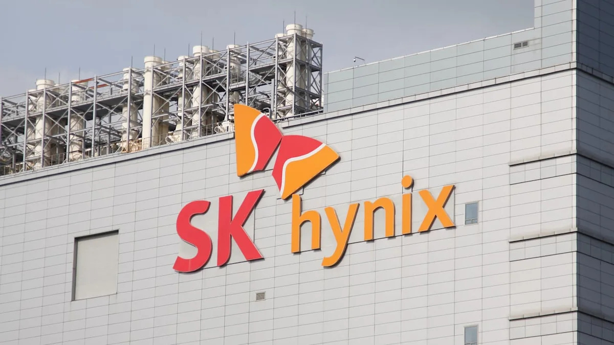 SK Hynix signage displayed as the company's ADRs begin trading in the United States