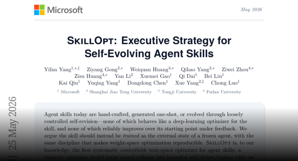 SkillOpt, a method for self-evolving AI agent skills